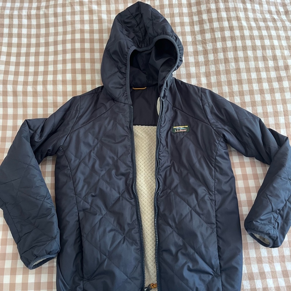 L.L. Bean Quilted Navy Jacket (reversible) size 8